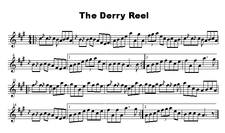 Sheet music for Derry Reel, The
