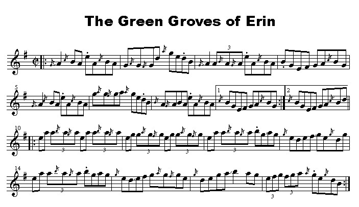 Sheet music for Green Groves of Erin, The