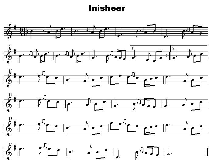 Inisheer Notes Inisheer Sheet Music - Celtic Music Archives