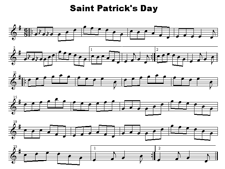 Sheet music for Saint Patrick's Day