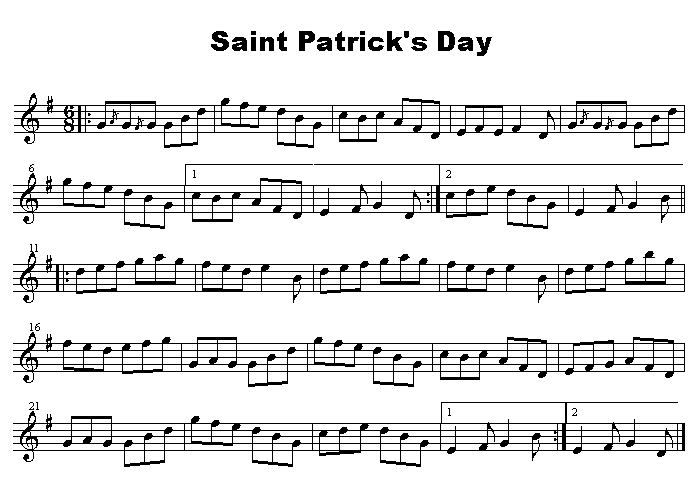 Sheet music for Saint Patrick's Day